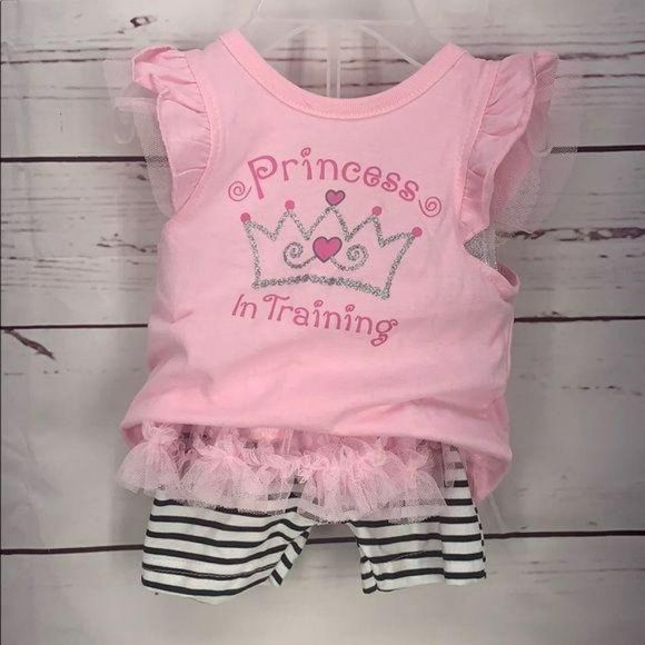 DDG Darling Princess In Training 2 Piece 3/6 months striped Shorts Set - Picture 5 of 7